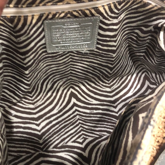 Coach Hampton Python Leather Trim Straw Shoulder Tote - Picture 11 of 12